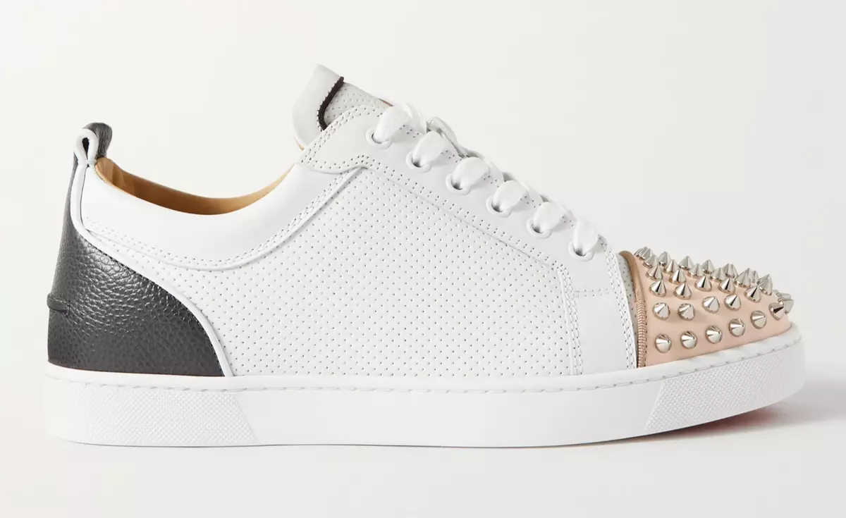 Christian Louboutin Louis Junior Spikes Orlato White Low Top Sneakers 43.5 10.5