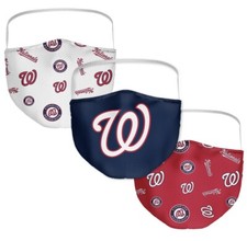 3 Pack Washington Nationals Licensed MLB Washable Resuable Face Mask Cover