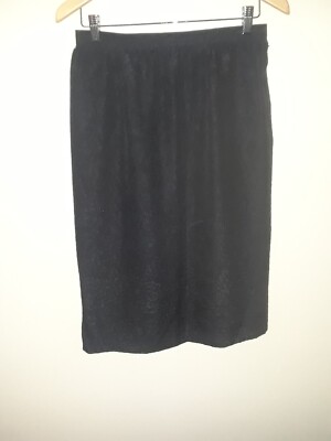 Vintage Adele Simpson Black Jacquard 100% Silk Asymmetrical Hem Skirt Approx 10