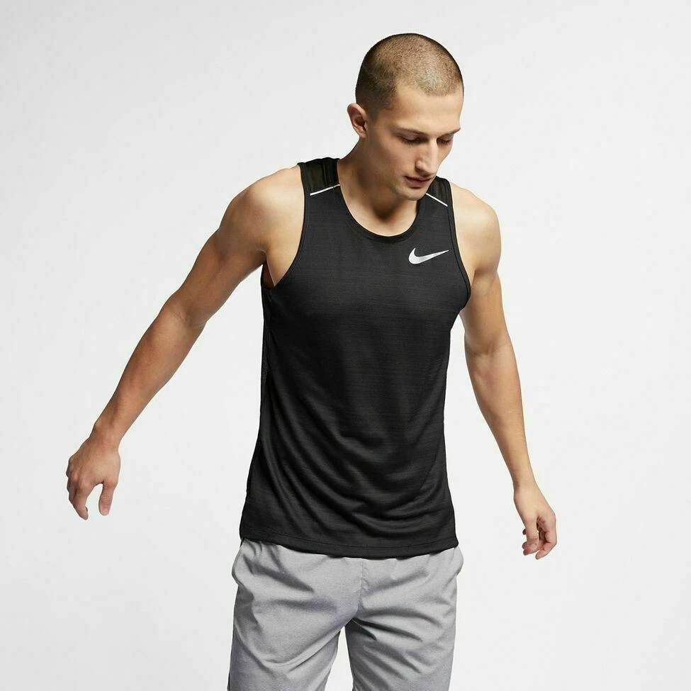 Nike Dry Miler Sleeveless Running Tank Black Mens SZ S BLACK CU0333 010
