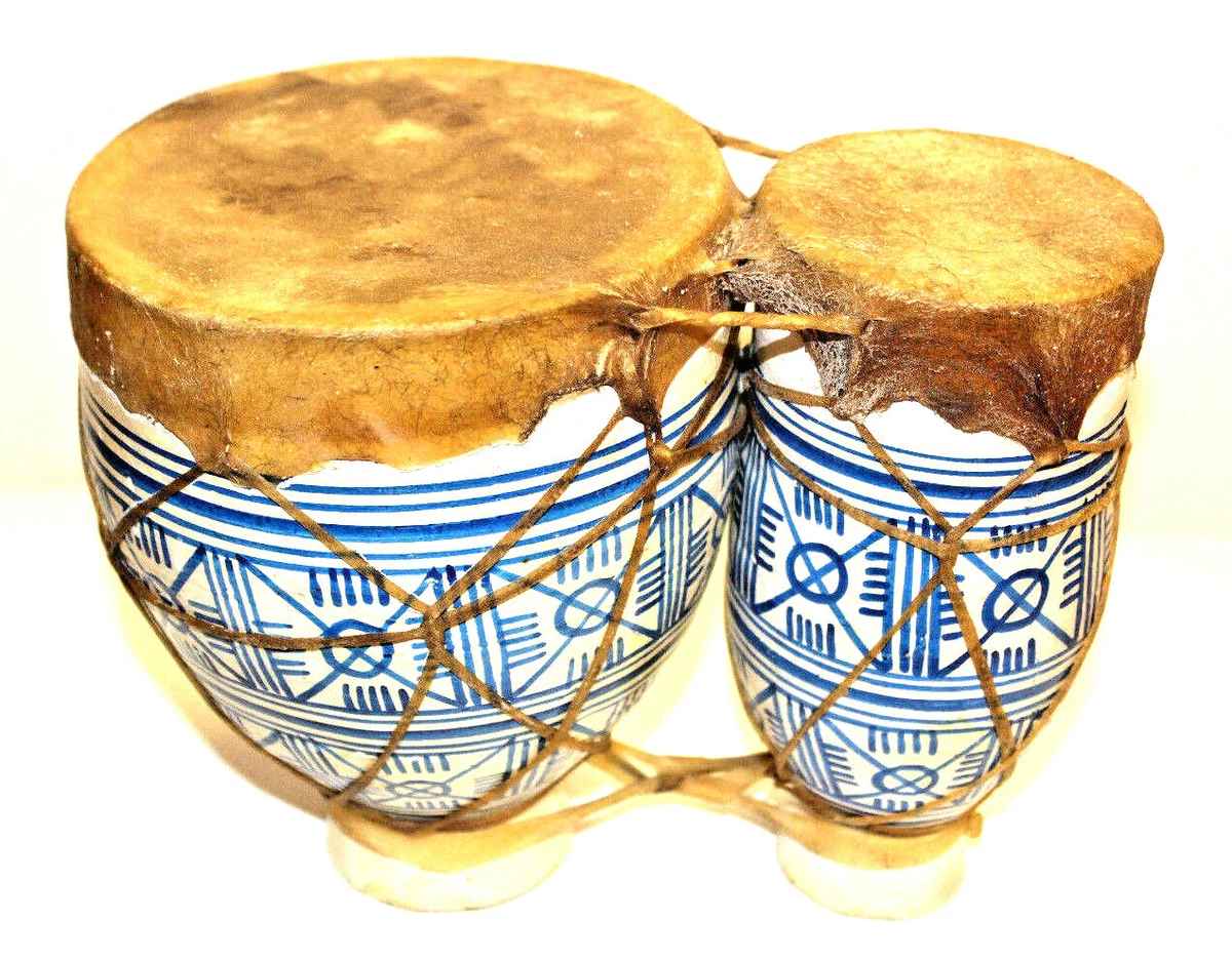 Moroccan Drum Bongos Rare Nice Gift Authentic Handmade Percussion Instrument