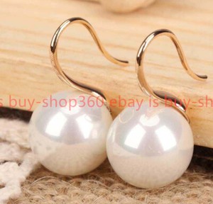 Authentic 8/10/12/14/16MM White South Sea Shell Pearl Gold Plated Stud Earrings