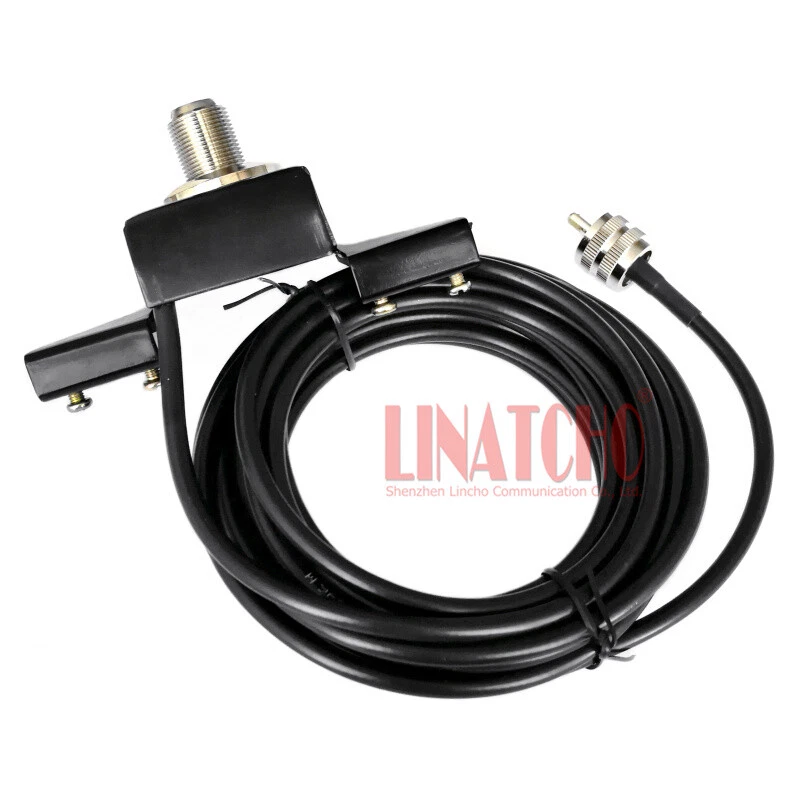 Black Car Antenna Radio Trunk Lid Hatchback SO239 Bracket 5M RG58U Cable PL259 - Image 4 of 4