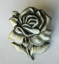 NEW Metal Rose Hat Jacket Vest Lapel Pin Made in USA 1.75" x 1.5"