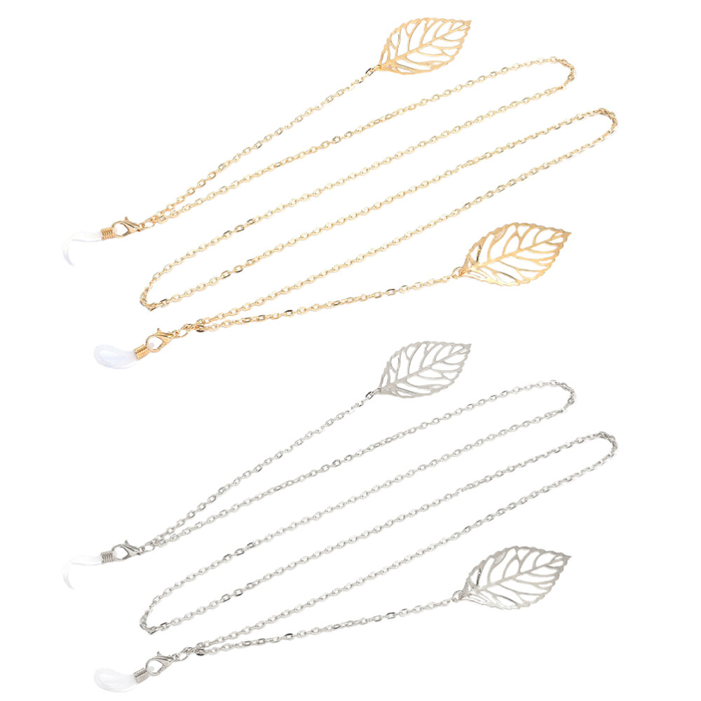 2 Pcs Leaf Pendant Eyewear Fashion Glasses Chain Hat for Women Stylish