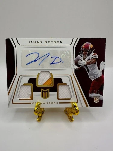 2022 Panini Chronicles - Momentum Triple Jersey Autographs Patch #MJA-9 Jahan Dotson /25 (AU, MEM, RC)