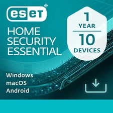ESET HOME SECURITY ESSENTIAL ANTIVIRUS 2026 10 DEVICE 1 YR PC MAC ANDROID EMAIL