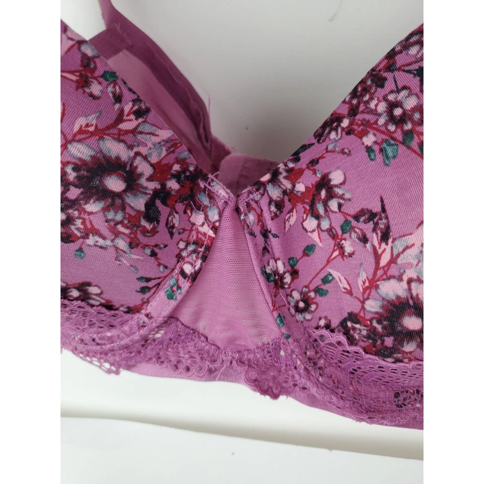 Sujetador de encaje de microfibra floral púrpura para mujer Jessica Simpson talla 38D Foto 2 de 4
