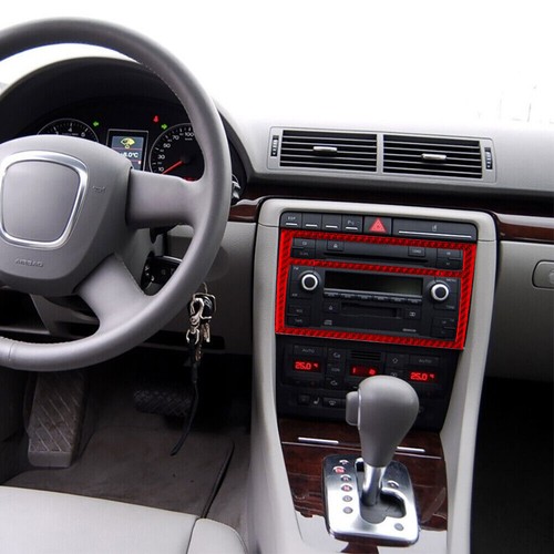 Red Carbon Fiber Air Conditioner Frame Panel Cover Trim For Audi A4 S4 2005-2006 - Picture 6 of 12