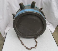 ANTIQUE PRIMITIVE OLD WOODEN VESSEL KEG BARREL IRON BAND ORIGINAL PAINTED WAGON