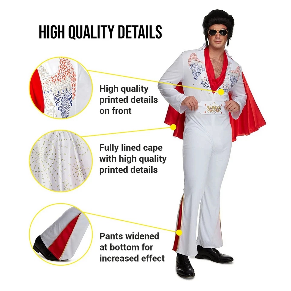 Мужская 1950-х Лас-Вегас рок-звезда костюм Элвис рок-н-ролл король диско комбинезон - Изображение 4 из 4
