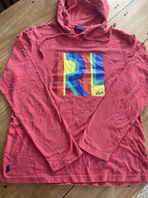 Vintage Polo Ralph Lauren Rainbow Striped Hoodie Shirt Mens M