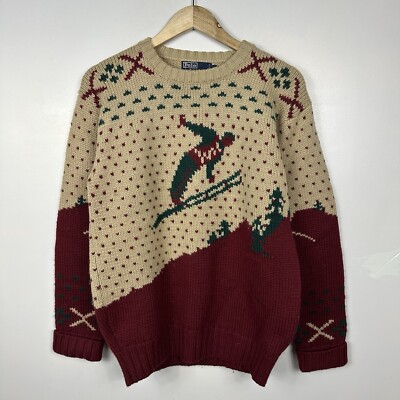 Vintage Polo Ralph Lauren Suicide Ski Jumper Knit, Scenic, Wool
