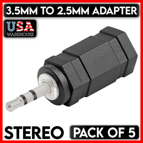 5PCS 2.5mm Female Jack to 3.5mm Male Plug Stereo Audio Headphone Adapter