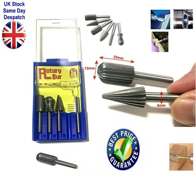 Rotationsfrässtift 5-teilig GROSSES Set Holz Metall Entgraten Zubehör 6 mm Schaft UK