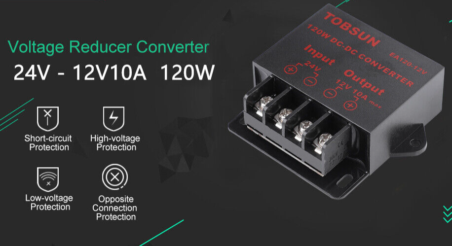 DC 24V to 12V Step Down Converter Voltage Reducer with Temperature Control for Cars Trucks RVS (100A DC 24V to 12V Step Down Converter Voltage Reducer with Temperature Control for Cars Trucks RVS (100A