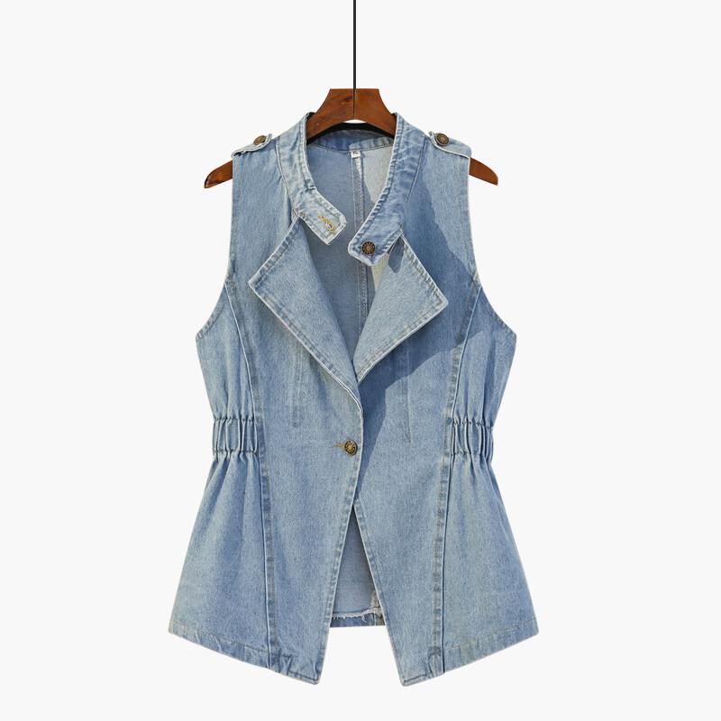 ベスト ジレ 「Gongdid Design」Denim vest top レディース Lady Sleeveless Jacket Tops Denim Vest Gilet Waistcoat Plus