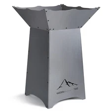 Aoodor 24" Steel Fire Pit with 27" Stand Outdoor Wood Burning Rust Patina Finish