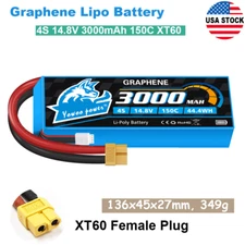 Yowoo 3000mAh 4S Lipo Battery XT60 150C 14.8V Graphene for RC Drone Helicopter