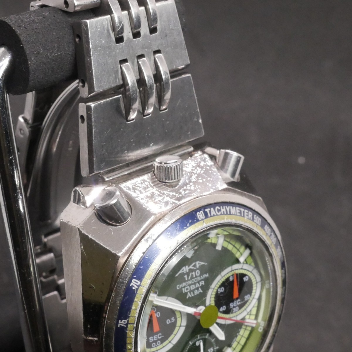 Vintage Seiko ALBA AKA BULLHEAD Wristwatch Green Dial V657-6060