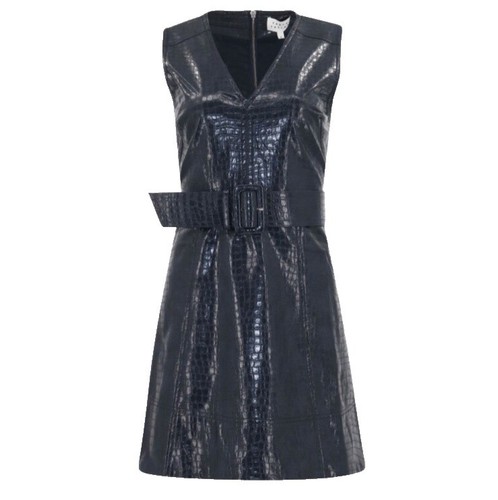 BB Dakota Black Faux Vegan Leather Dress Size 6 A-line Swing | eBay