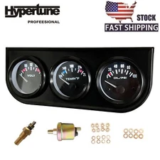 2" 52mm Triple Gauge Oil Pressure Gauge Water Temp Gauge Volt Gauge W/Sensor
