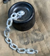 TWO! ORIGINAL WWII Replacement Bakelite US GI Canteen Cap w/Cork Washer & Chain