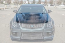 Primed Black Middle Vented Extractor Front Bumper Hood For 09-15 Cadillac Cts-