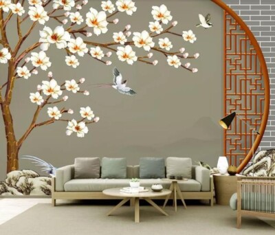3D Flower Branch Bird G4660 Wallpaper Wall Murals Removable Self-adhesive Honey