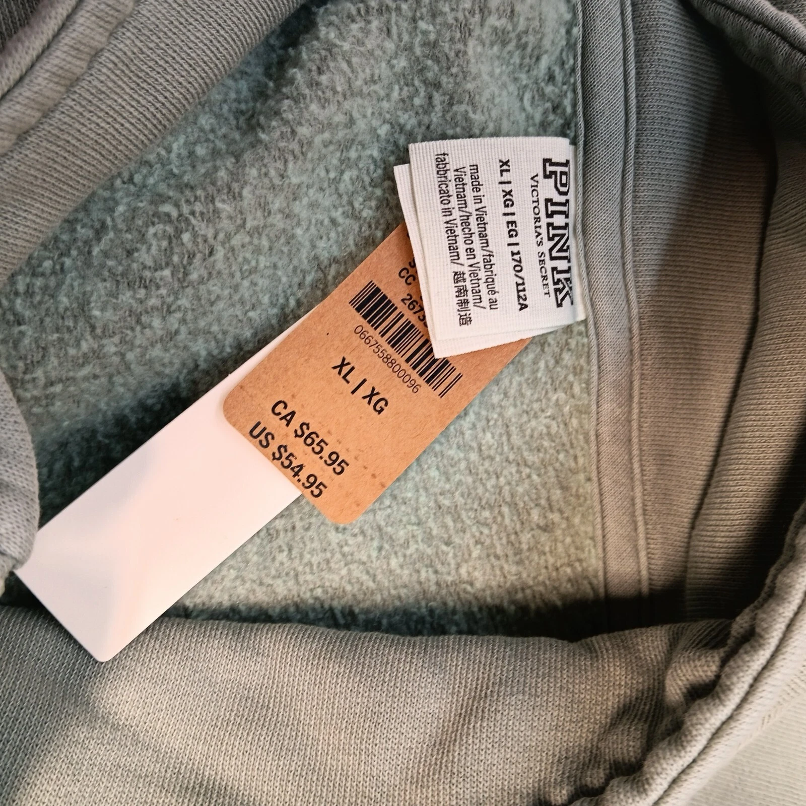 UNDERCOVER Pullover Victoria's Secret rosa pile grigio 1 2 cerniera XL nuovo con etichette