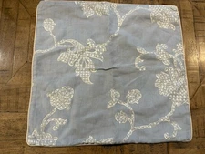 RYAN STUDIO Linen Viscose Blend 21” Designer Pillow Sham Blue Gray Embroidered
