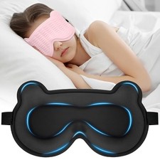 3D Kids Sleep Mask Cute Bear Eye Mask for Sleeping, Comfortable Light Pink