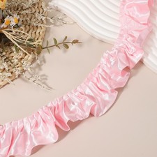 5.5 Yards 3D Pleated Chiffon Lace Trim 2" Sewing Fabric Trim Cherry Pink