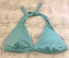 Beautiful Chainstore Turquoise Halter Neck Padded Ruched Style Bikini Top - 12