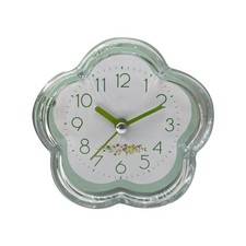 Alarm Clock, Cute Alarm Clock Flower Shape Quiet Low Noise Transparent Green