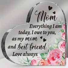 Retro Suitable for Mom Gift Acrylic Heart Plaque Birthday for Mother's Day