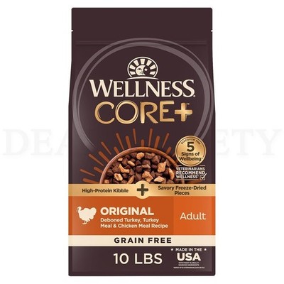 Wellness CORE+ Adult Dry Dog Food Freeze Dried Pieces Turkey and Chicken 10lb