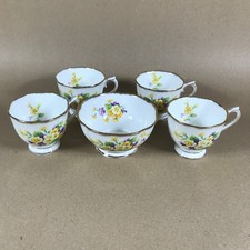 Set of 4 Royal Albert Primulette Teacups and Sugar Bowl