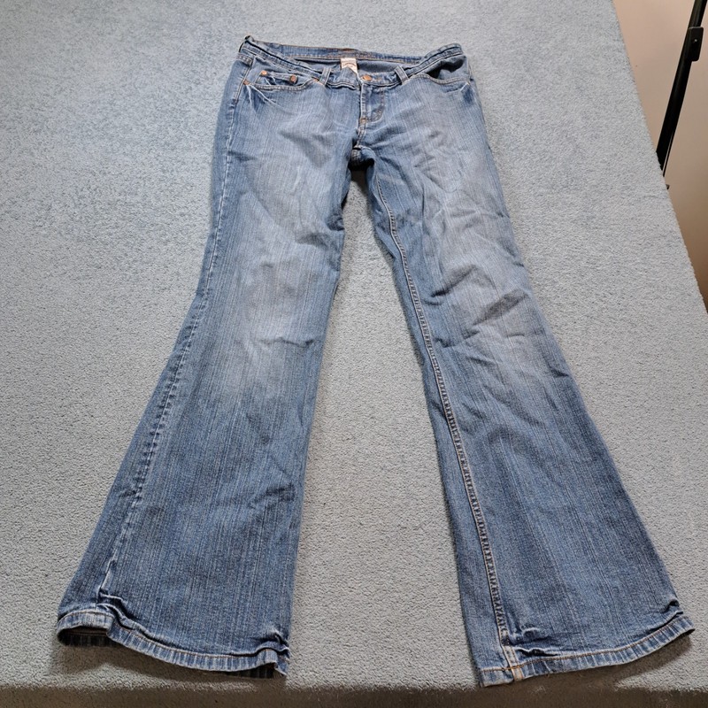 American RAG Cie Womens Flare Jeans Size 7 Blue Denim Faded Stretch Outdoor