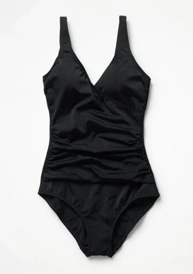 BODEN Badeanzug Schwimanzug -Wrap Front Swimsuit schwarz 14R 40 42 Neu - Bild 1 von 4