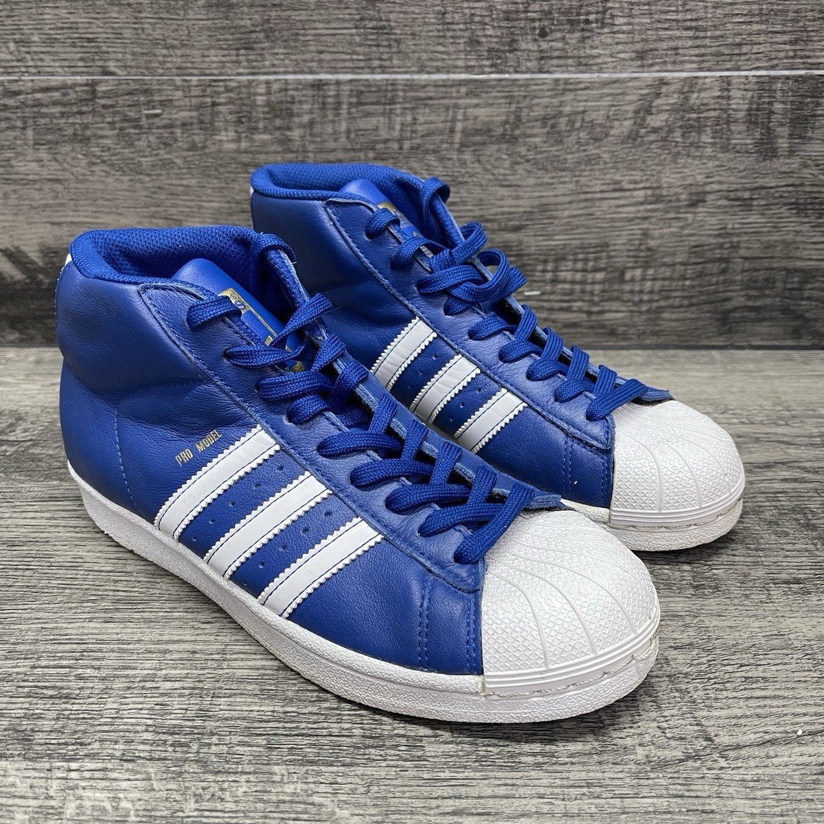 Adidas Pro Model Animal Blue White Shell Toe Mid Sneakers Men Size
