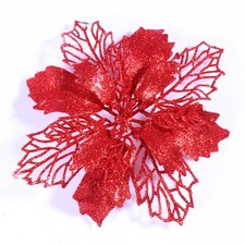  12 Pcs Addobbi Natalizi Rosso Fiori Artificiali Sospesi Ornamenti