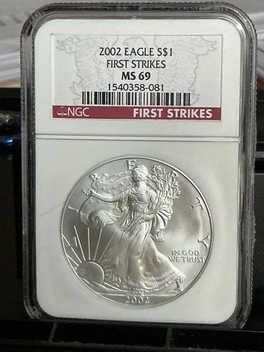 2002 AMERICAN SILVER EAGLE NGC MS69 FIRST STRIKE