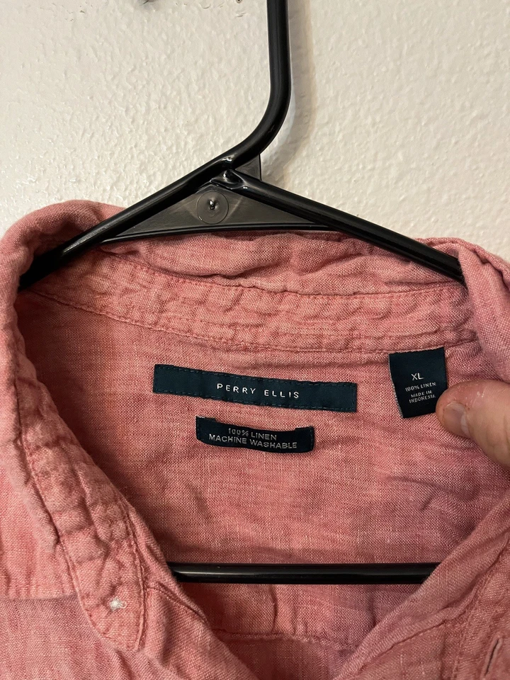 Perry Ellis Linen 100% Casual Button Down Shirt Men’s Size XL Summer - Image 2 of 4