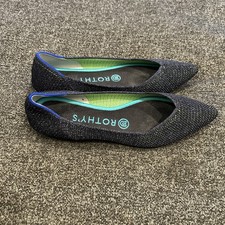 Rothys The Point Blue Green Glitter Flats Shoes Women s Size 7