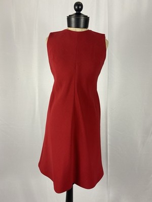 Giorgio Armani Size 6 Red Sleeveless Wool Knee Length Dress 