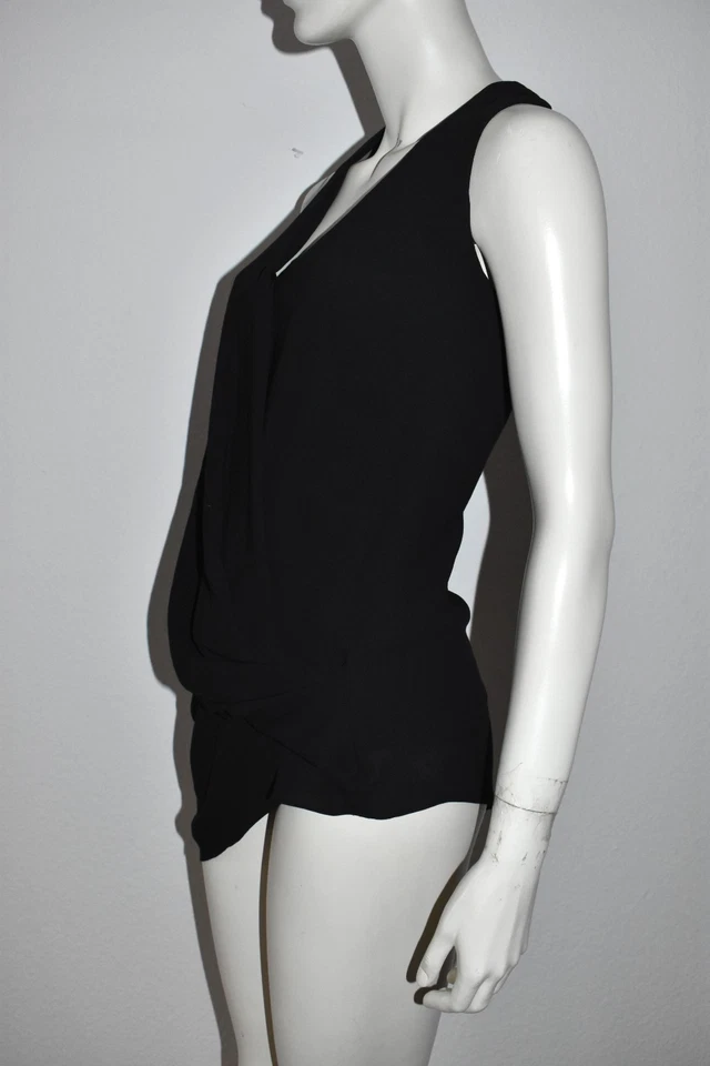 HELMUT LANG 🤍 Party Shirt Bluse asymmetrischer Schnitt Schwarz Seide - 34 - Bild 2 von 4