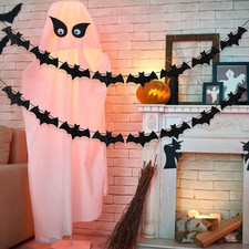 Halloween Bat Garland Banner Hanging Wall Decor Haunted House Yard Party Prop