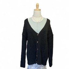 Anthropologie Black Cardigan Knit Sweater Size Small Button Up Oversized Preppy