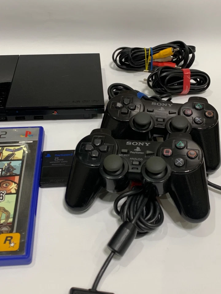 Sony PlayStation 2 Slim SCPH-90004 + 2 Controllers + 8MB Memory Card + GTA SA - Image 2 of 4